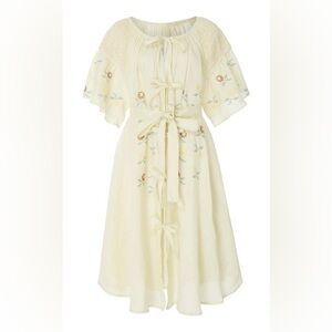 Innika Choo yellow smocked embroidered dress